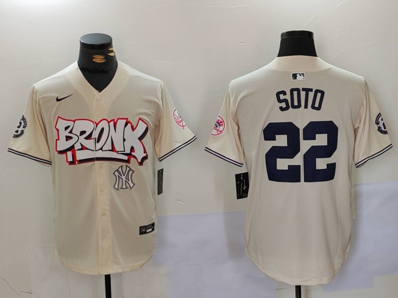 Men New York Yankees #22 Soto Cream joint name 2024 Nike MLB Jersey style 4